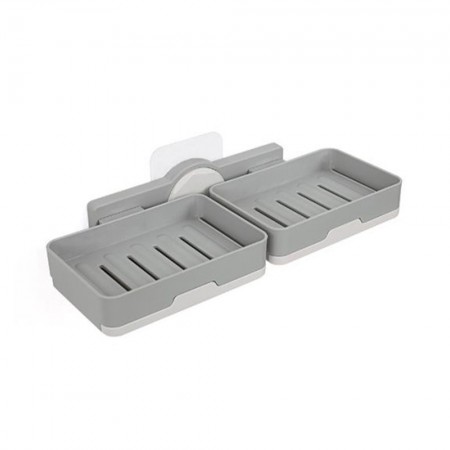 Meidong Shower Soap Holder Double Layer Soap Dish with Draining Tray Wall Mounted Soap Dish for Shower No-Drilling Rotatable